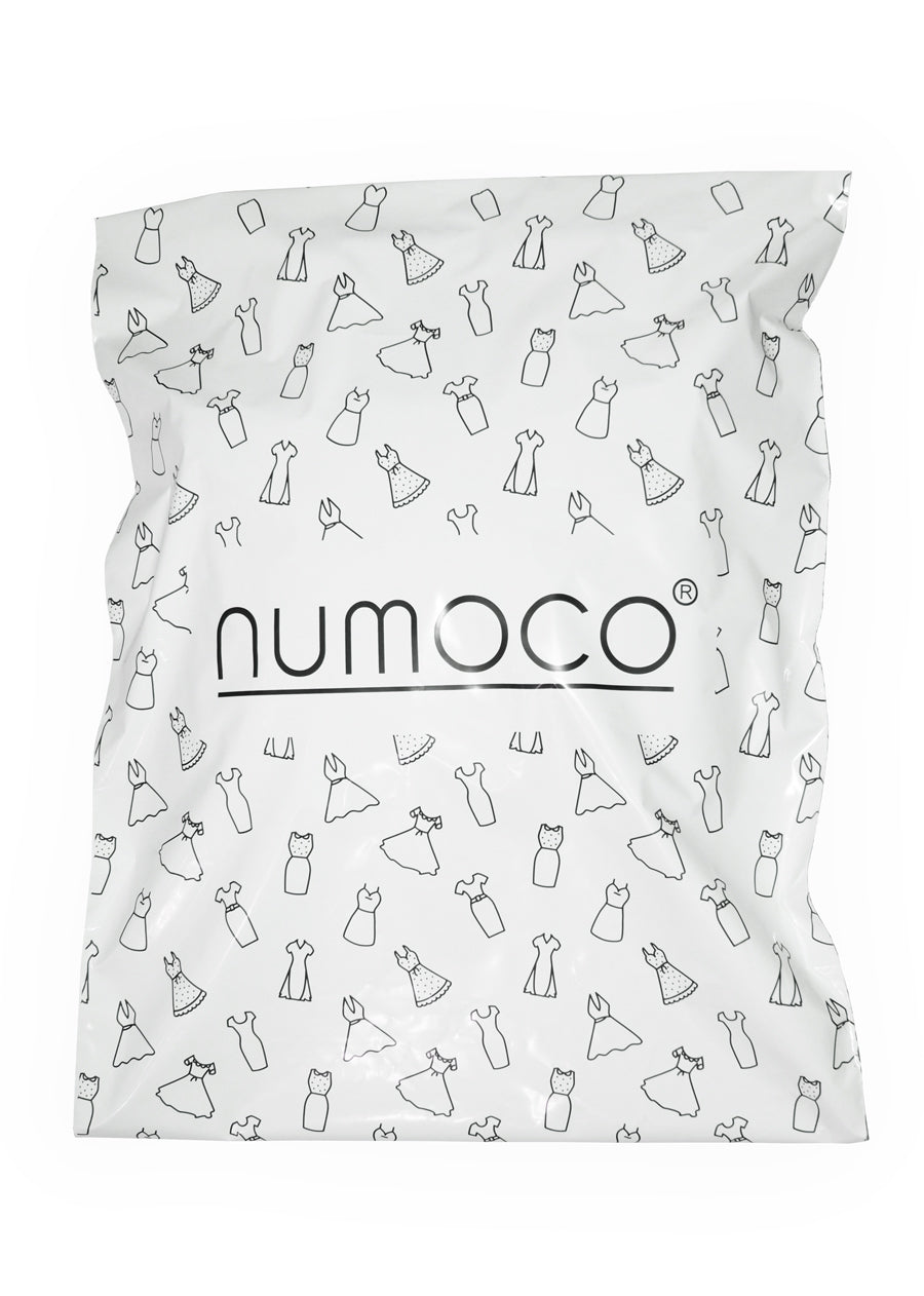 0-7 Große Folientransporttasche - weiß glänzend + schwarz numoco Logo