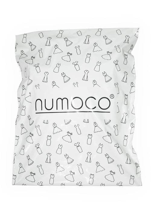 0-7 Große Folientransporttasche - weiß glänzend + schwarz numoco Logo