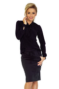 Bluse mit Bindung - schwarz 140-5