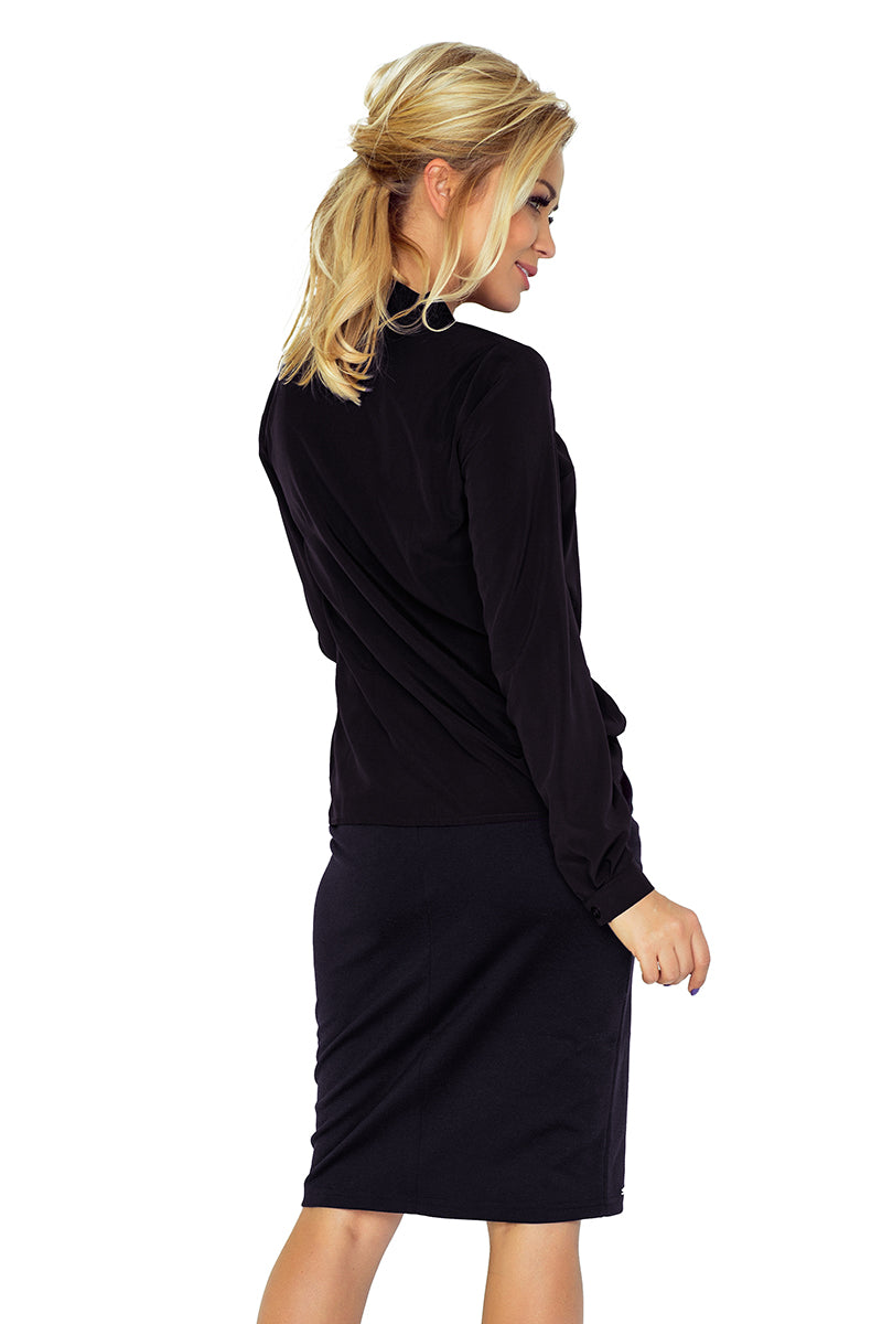 Bluse mit Bindung - schwarz 140-5