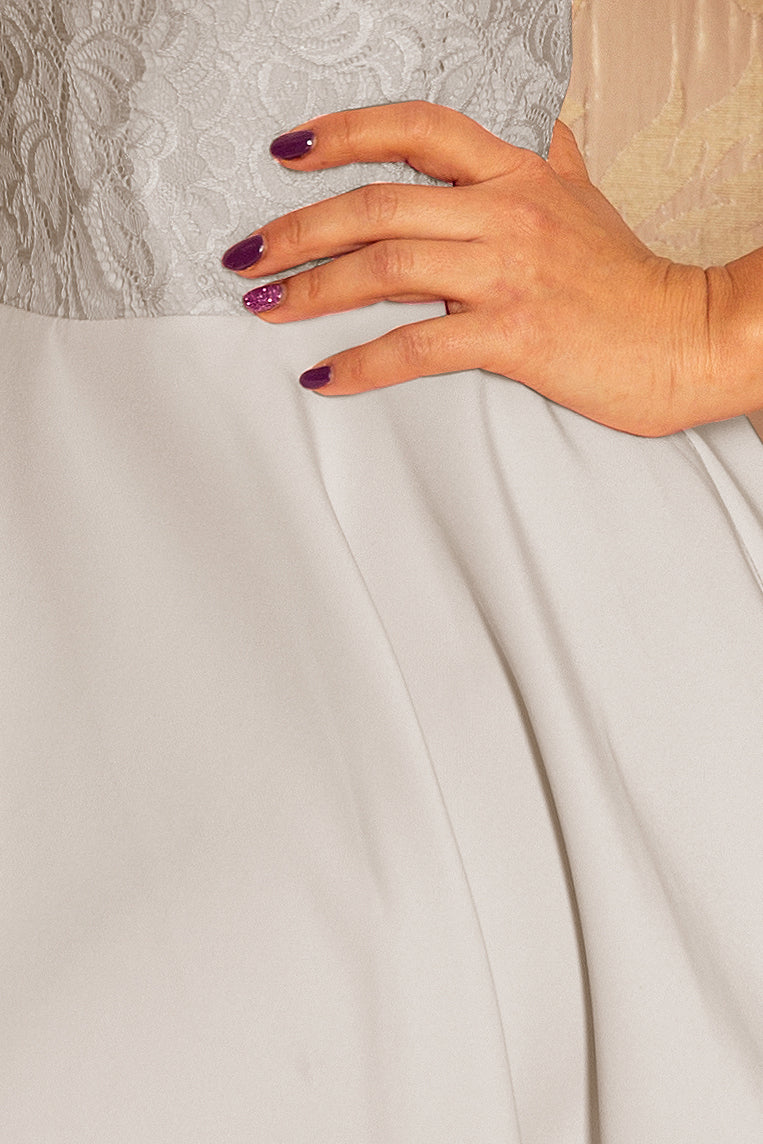 157-6 Kleid MARTA mit Spitze - hellgrau