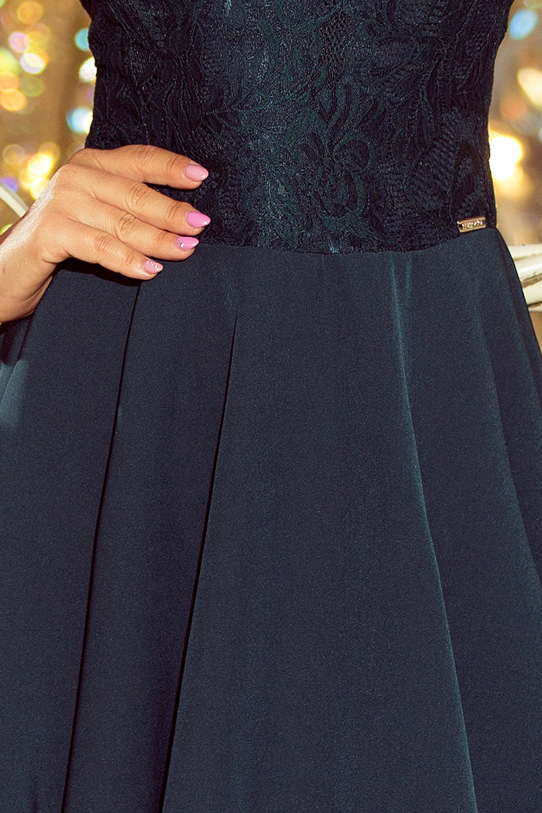 157-9 Kleid MARTA mit Spitze -  dunkelgrün