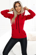 262-2 Bequemes warmes Sweatshirt mit Kapuze und Taschen - rot