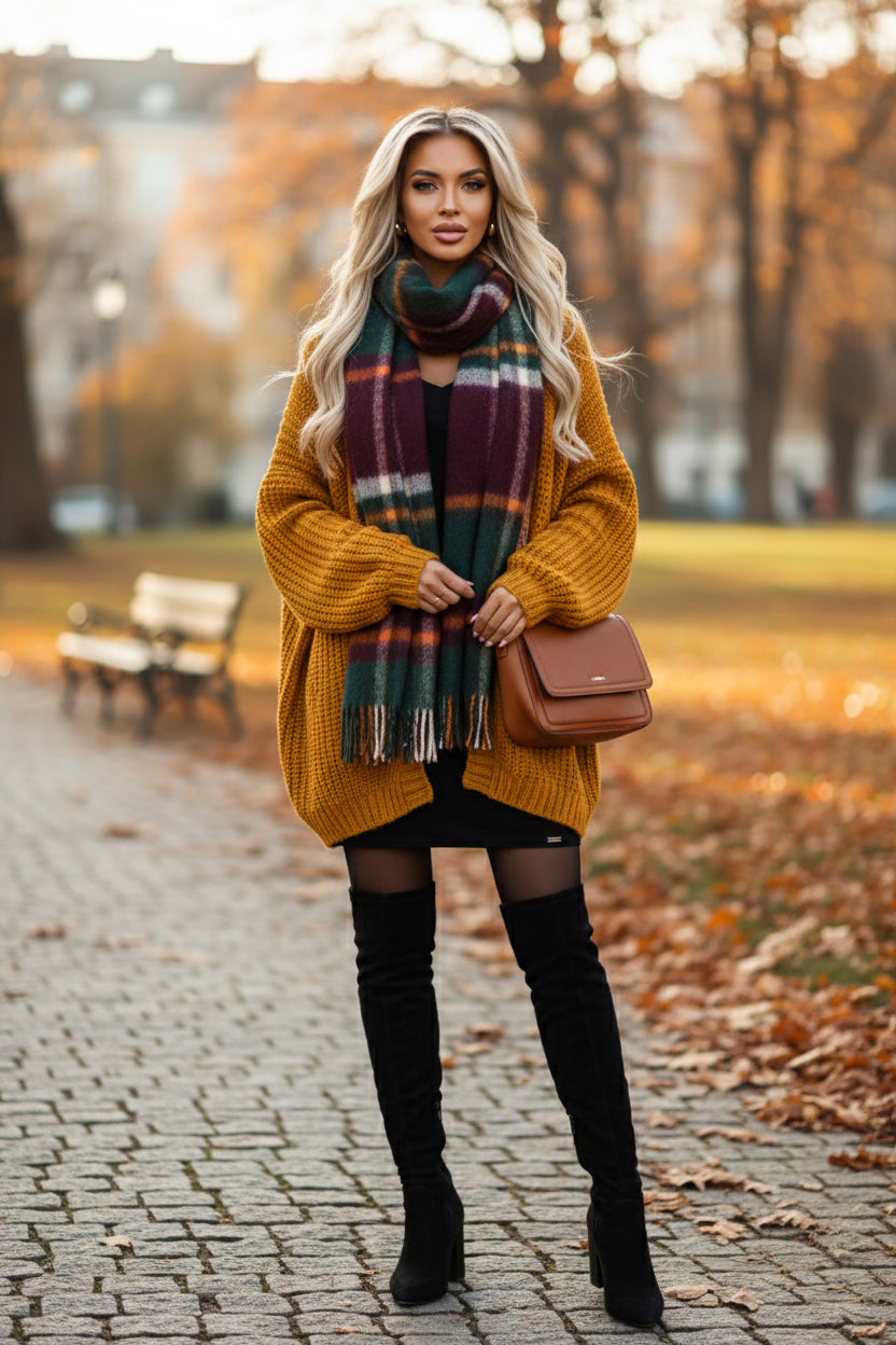 402-10 Bequemes Fledermauskleid mit langen Ärmeln - schwarz