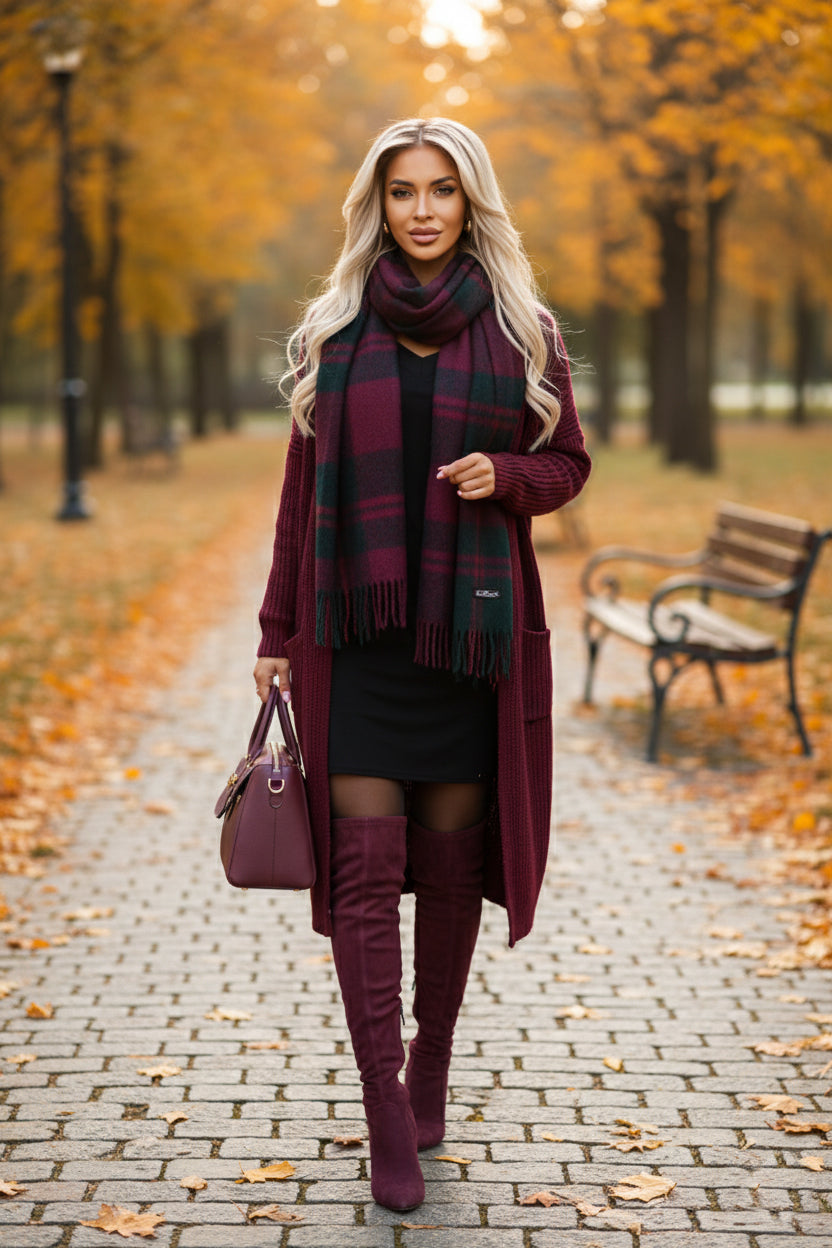 402-10 Bequemes Fledermauskleid mit langen Ärmeln - schwarz