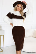 571-2 Zweiteiliges Pullover-Set mit passendem Rock - Schokolade