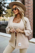 631-1 Stylische Strickjacke aus weichem Sweat-Strick - Beige