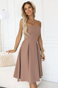 641-2 VIVIENNE Korsett-Midikleid mit ausgestelltem Saum für besondere Anlässe - beige